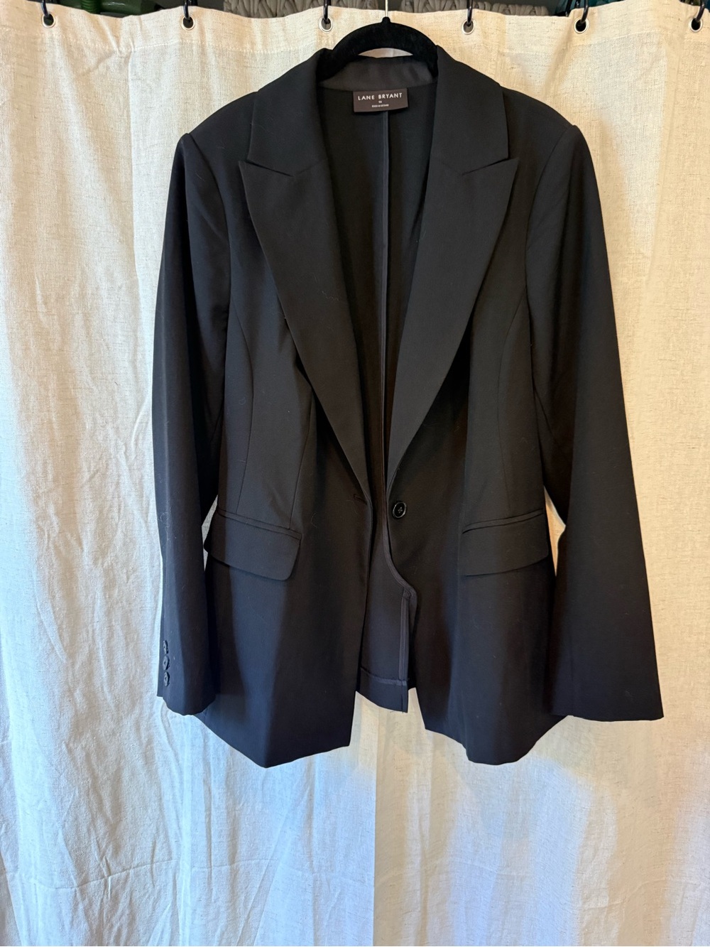 Lane Bryant Black Single-Button Notch Lapel Blazer
